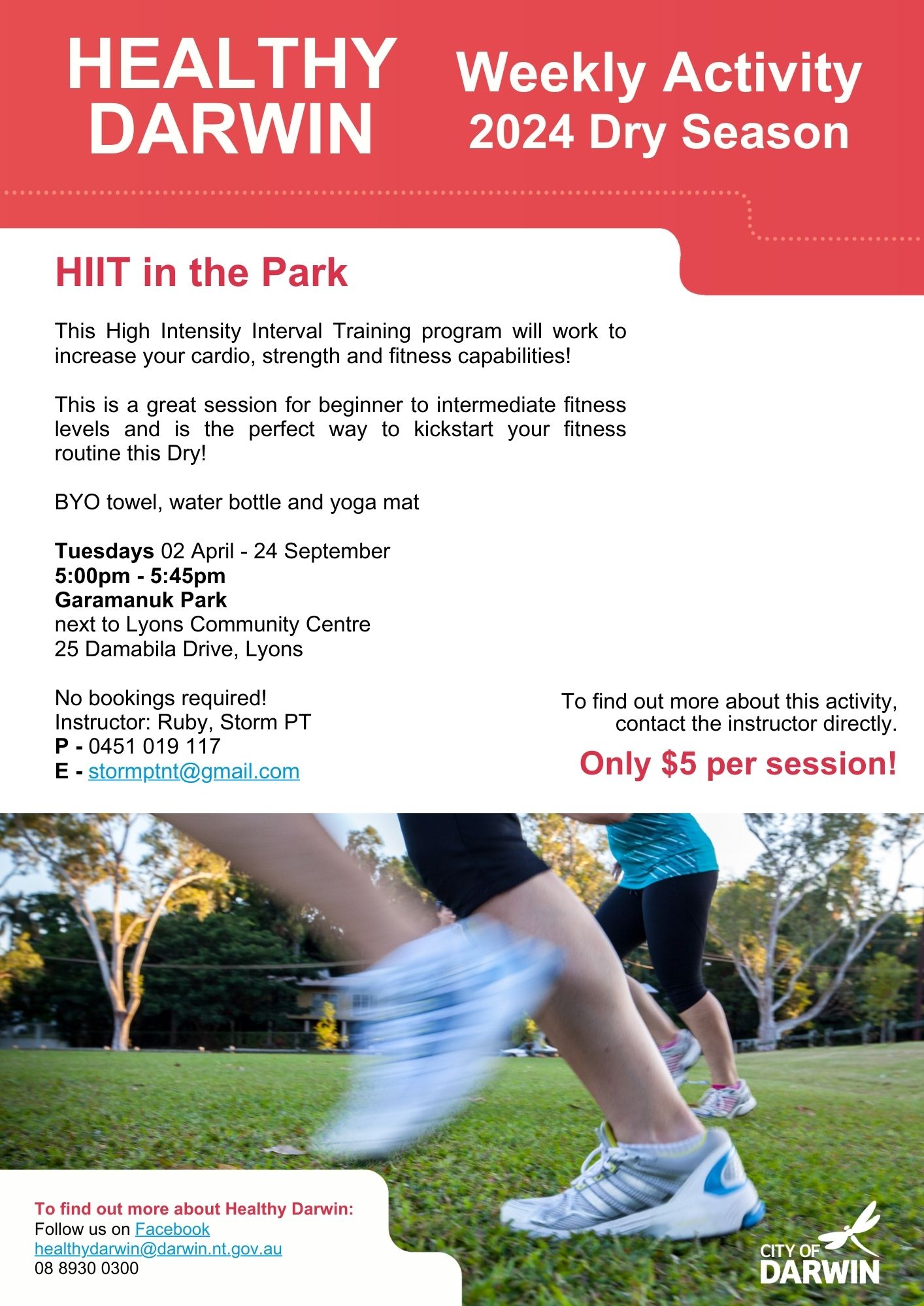 HIIT in the Park Healthy Darwin 2024 Dry Season Weekly Activity
